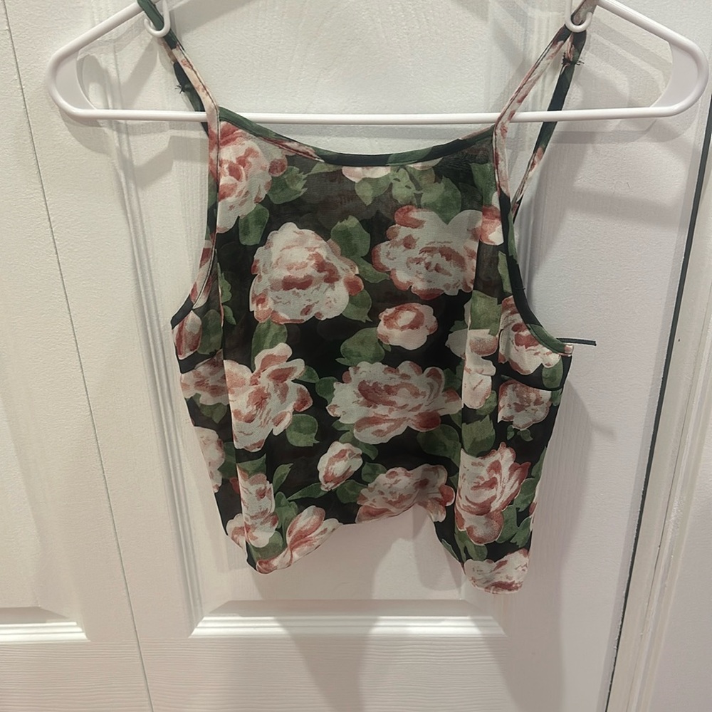 Sheer floral tank top